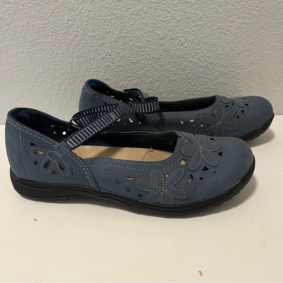 Earth Spirit Gelron 2000 Mary Jane Blue Sintetico Floral Flower Women's Size 10 - Picture 3 of 8